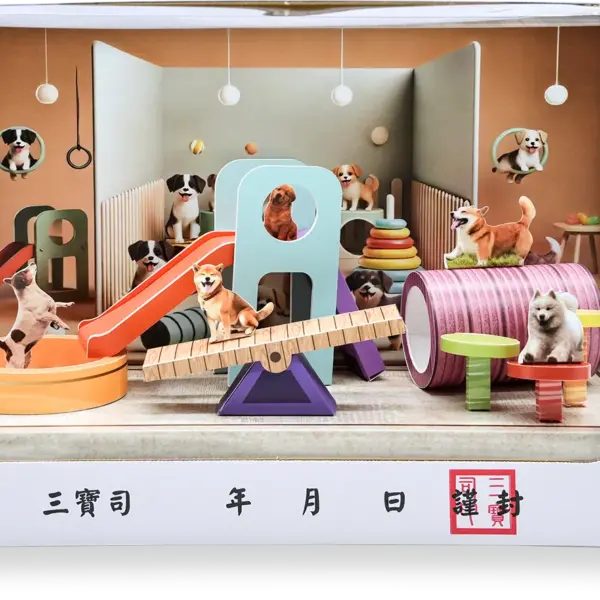 紙紮狗狗遊戲場禮盒箱