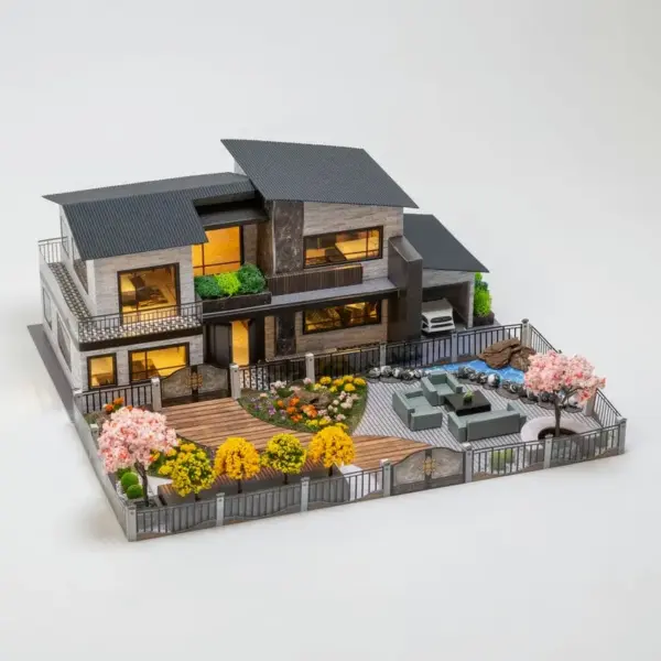 紙紮華麗電梯別墅+豪華花園庭院-2